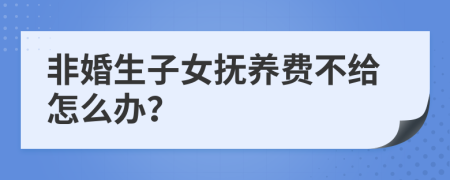 非婚生子女抚养费不给怎么办？