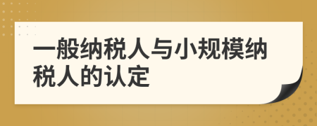 一般纳税人与小规模纳税人的认定