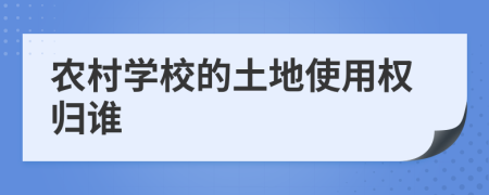 农村学校的土地使用权归谁