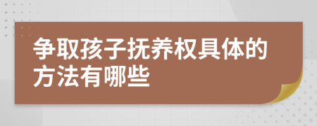 争取孩子抚养权具体的方法有哪些