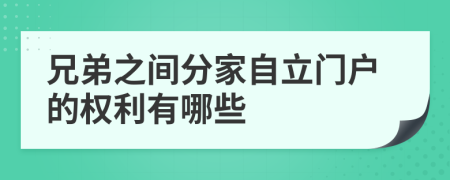 兄弟之间分家自立门户的权利有哪些