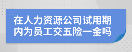 在人力资源公司试用期内为员工交五险一金吗