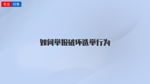 如何举报破坏选举行为