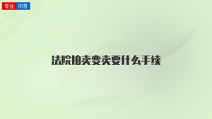 法院拍卖变卖要什么手续