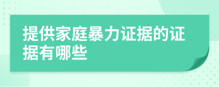 提供家庭暴力证据的证据有哪些