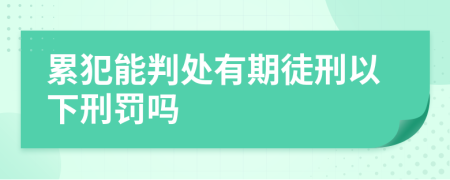 累犯能判处有期徒刑以下刑罚吗