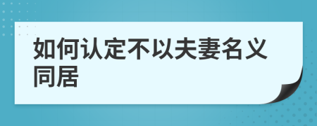 如何认定不以夫妻名义同居