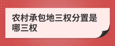 农村承包地三权分置是哪三权