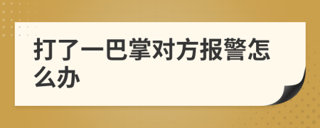 打了一巴掌对方报警怎么办