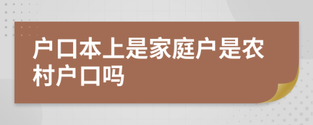 户口本上是家庭户是农村户口吗