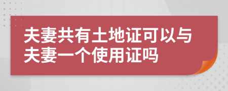 夫妻共有土地证可以与夫妻一个使用证吗