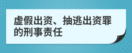虚假出资、抽逃出资罪的刑事责任