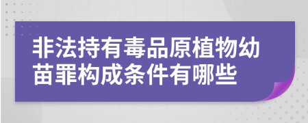 非法持有毒品原植物幼苗罪构成条件有哪些