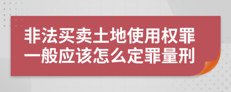 非法买卖土地使用权罪一般应该怎么定罪量刑