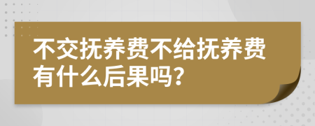 不交抚养费不给抚养费有什么后果吗？