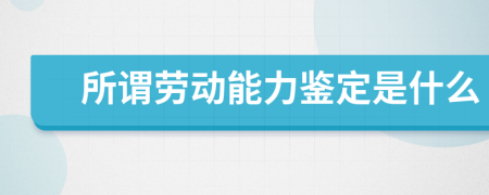 所谓劳动能力鉴定是什么