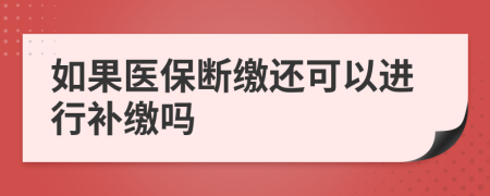 如果医保断缴还可以进行补缴吗