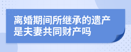 离婚期间所继承的遗产是夫妻共同财产吗