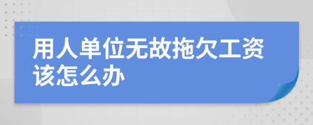 用人单位无故拖欠工资该怎么办