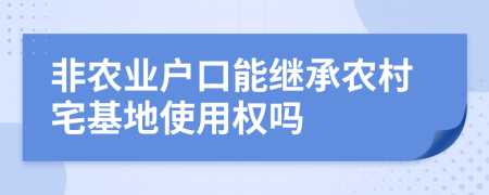 非农业户口能继承农村宅基地使用权吗
