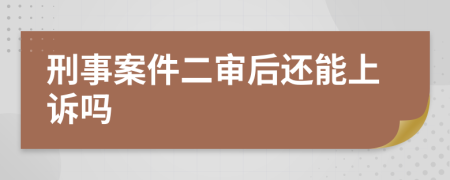 刑事案件二审后还能上诉吗