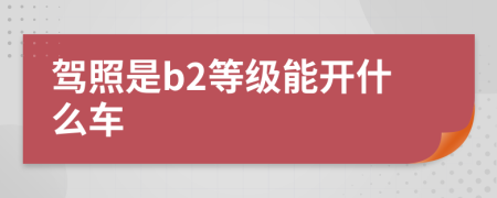 驾照是b2等级能开什么车