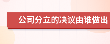公司分立的决议由谁做出