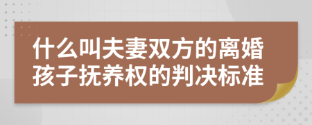 什么叫夫妻双方的离婚孩子抚养权的判决标准