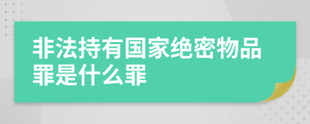 非法持有国家绝密物品罪是什么罪