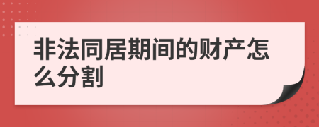 非法同居期间的财产怎么分割