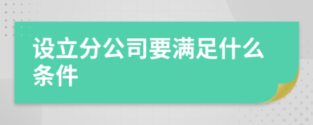 设立分公司要满足什么条件