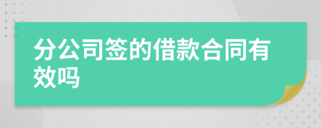 分公司签的借款合同有效吗