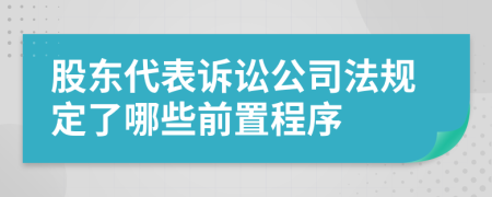 股东代表诉讼公司法规定了哪些前置程序