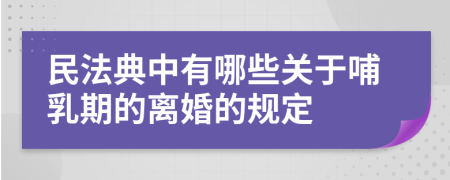 民法典中有哪些关于哺乳期的离婚的规定