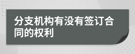 分支机构有没有签订合同的权利