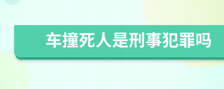 车撞死人是刑事犯罪吗