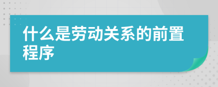 什么是劳动关系的前置程序