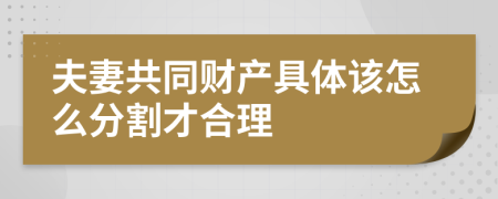 夫妻共同财产具体该怎么分割才合理