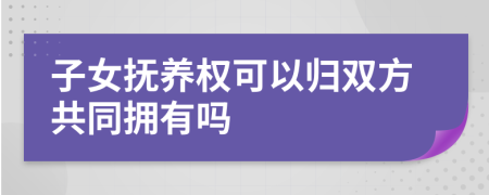 子女抚养权可以归双方共同拥有吗
