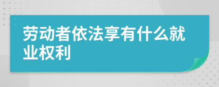 劳动者依法享有什么就业权利