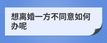 想离婚一方不同意如何办呢