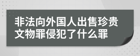 非法向外国人出售珍贵文物罪侵犯了什么罪