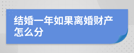 结婚一年如果离婚财产怎么分