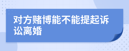 对方赌博能不能提起诉讼离婚