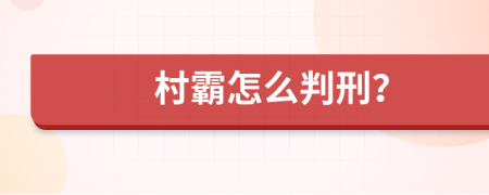 村霸怎么判刑？