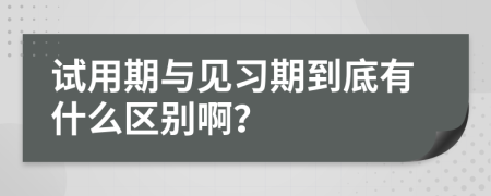 试用期与见习期到底有什么区别啊？