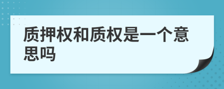 质押权和质权是一个意思吗