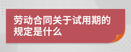 劳动合同关于试用期的规定是什么