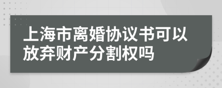 上海市离婚协议书可以放弃财产分割权吗