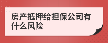 房产抵押给担保公司有什么风险